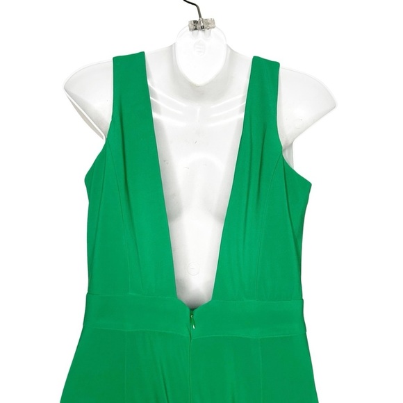Xscape emerald green sleeveless full maxi length dress size 8 illusion neckline - Picture 5 of 11